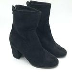 Therapy Womens Ankle Boots Block Heel Faux Suede Zipper Black Size 7 Photo 0