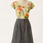 Anthropologie Tabitha Zoya Watercolor Dress Silk Top Cotton Skirt Size 0 XXS Gray Photo 2