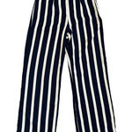 Dee Elly  Blue White Stripe Palazzo Wide Leg Crop Pants Sm Coastal Nautical NWT Photo 0