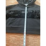 Victoria's Secret PINK CROPPED HOODIE VELVET LOGO LONG SLEEVE BLACK SZ S Photo 2