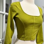 HAPPILY GREY Green Ribbed Cropped Top Photo 1