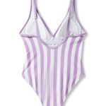Kona Sol New  14W Lavender Purple Striped Retro Swimsuit- One Piece NWT Photo 1