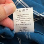 Draper James  Blue & White Windowpane Plaid Flannel Button Up Shirt Photo 8