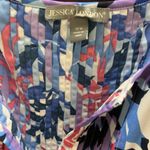 Jessica London  Womens Multicolor Floral Print Sleeveless Blouse Photo 2