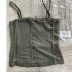 POL  Distressed Crop Tank Top Moss  Charcoal Size S Photo 3