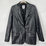 ZARA Faux Vegan Leather Blazer Women XS Black Grunge Skater Whimsigoth Academia Photo 0