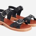 Everlane Black Leather Sandals with Silver Buckles Photo 1