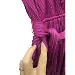 Vintage Women's Plunging V Neck Wrap Midi Dress Metallic Belted Pleated Pink S Purple Photo 5