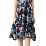 Hunter Bell  Printed Harrison Dress Midi Button Front Flutter Ruffle Sleeves 0 Photo 0
