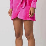 Milly Jordan Long Sleeve Satin Faux Wrap Dress Shirtdress Long Sleeve Small Pink Photo 0