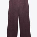 ZARA  NWT burgundy soft elastic waistband straight leg knit casual pants Photo 0