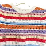 Suncoo Panaca Multicolor Striped Knit Puff Sleeve Crewneck Sweater Size Small White Photo 3