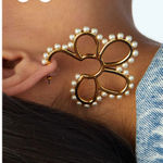 Lele Sadoughi  Gold Floral Earrings with Pearl Accents Photo 1