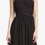 EXPRESS Black One Shoulder Chiffon Belted Dress 4 Photo 0
