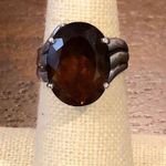 Sterling Silver Vintage Smokey Quartz Oval Faceted Cocktail Ring Size 6 Photo 15