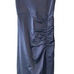 Alice + Olivia  Diana Sapphire Satin Maxi Dress Cowl Neck Slit Size 2 Photo 5