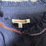 Sundry  Navy Ruffle Trim Blouse Photo 4