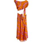 Farm Rio  Copacabana Orange Printed One Shoulder Cut Out Maxi Dress Size Large Photo 5