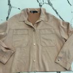 ZARA  Pink Utility Jacket with Crew Neckline NWOT LARGE Photo 1