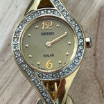 Seiko  Solar Stunning Ladies Watch Gold-tone Bracelet Dial Case Crystals Galore Photo 0