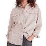 Madewell  Donegal Flannel Kentwood Oversized Shirt-Jacket Women's S Pink Ivory Photo 1