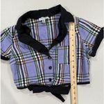 Unique Vintage  Crop Top Womens S/M Tie Button Front Plaid 100% Cotton Indie Punk Photo 4