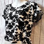 Marilyn Monroe Black & White Floral Top Size Med  Short Sleeve Oversized Photo 2