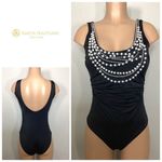 Boston Proper New. Amita Naithani black pearls and rhinestone swimsuit. Small. Retails $169 Photo 1