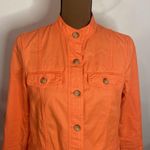 Talbots autumn orange light cotton longline utility cargo buttoned jacket size S Photo 4