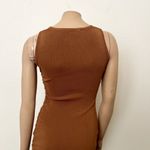 LIONESS [] Military Minds Brown Ruched Crew Neck Mini Dress Stretch Ribbed Sz XS Photo 9