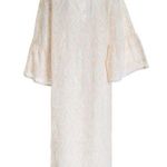 NWT Ottod'Ame 3/4 Bell Sleeve Eyelet Julep Midi Dress Cream Women's Size US 10 Photo 1