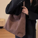 New Faux Suede Slouchy Hobo Bag & Pouch Multiple: Colors: burgundy, tan, black Faux Suede Bag Faux Leather Pouch Size Measures 14.17x12.2x5.12 Inches No refunds or cancellations Brown Photo 0