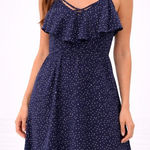 Three Pink Hearts Navy Polka Dot Ruffle Strap Dress XL Photo 0