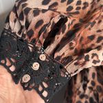 Free People My Love Lace Trim Button-up Crop Top In Leopard Combo W1903 Sz M Photo 10
