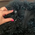 Penny Lane handpainted boho coat, mohair & leather mongolian fur shaggy collar,L Green Size L Photo 13