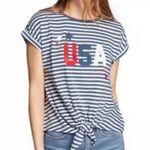 Eddie Bauer  Blue & White Striped USA Short Sleeve Shirt Photo 0