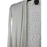 Simply Emma 3x Crochet Back Stretch Jersey Knit White Open Front Long Sleeve Top Photo 4