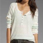 Free People Beach Linen Blend Gold Rush Striped Oversized Henley Knit Top SZ XS Photo 0