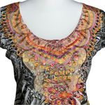 Y2K Multicolor Embellished Paisley Going Out Top. Sz S Burnout Hippie Boho Retro Orange Photo 7
