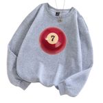 SheIn No.7 Ball Print Round Neck Fleece Sweatshirt in Gray, Size M​​ Photo 0