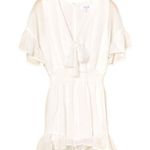 Peach Love California Short Sleeve Tie Front Romper White Size Medium NWT Photo 1