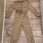 Utility Jumpsuit Long Sleeves Romper Trench Jumpsuit One Piece Unitard Onesie Tan Size M Photo 5