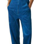 NWT MOTHER The Specialist Ankle Corduroy Jumpsuit Sky Diver Blue Size Large Photo 0