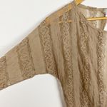 Poof! lace Open Back 3/4 Sleeve Beige Top Size Small Y2K Photo 2