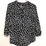 NYDJ  NOT YOUR DAUGHTERS JEANS Pintuck Blouse 3/4 Sleeve Pleatback Black White Photo 0