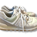 New Balance  574 Calm Green Sneakers Women's 9.5 Men's 8 Suede Athletic Shoes Photo 0