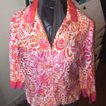 Oscar de la Renta Vintage  M pink & orange floral button down blouse Photo 0