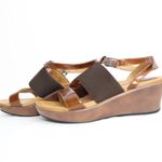 Dansko Addison Brown Copper Patent Leather Wedge Sandal Size 7 Photo 1