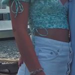 Sky to Moon Green Ruched Crop Top Photo 3