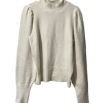 EXPRESS Sweater Puffed Sleeve White Cream Size Medium Preppy Career Classic City Photo 0